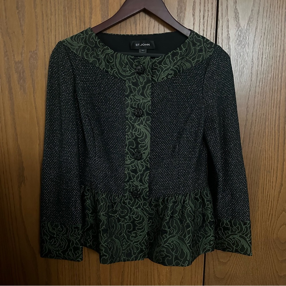 St. John Green Button Down Jacket - image 1